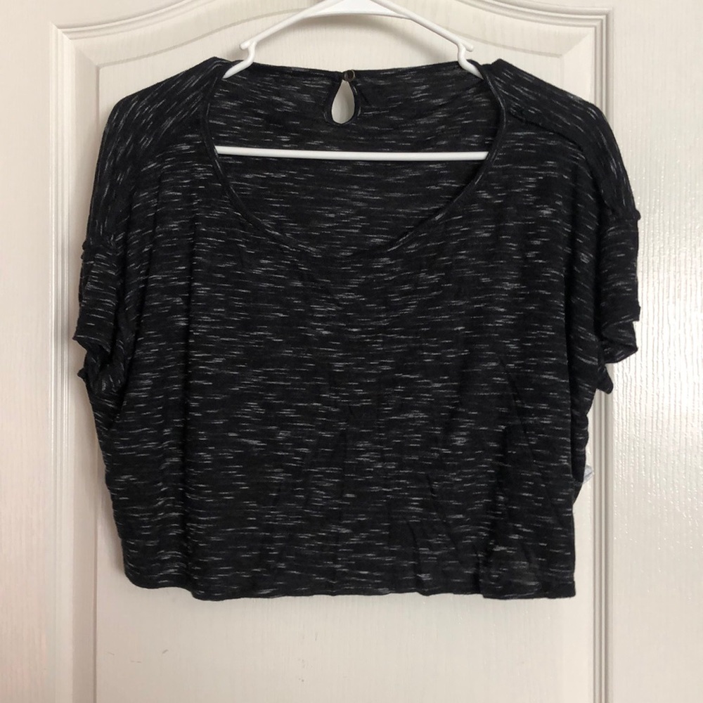 Black crop top with white streaks